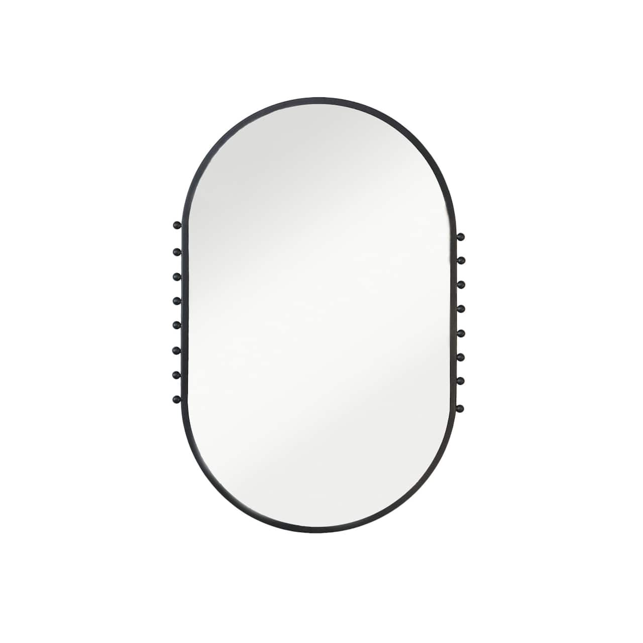 Hello Honey® 35.5" Matte Black Metal Framed Oval Wall Mirror with Balls
